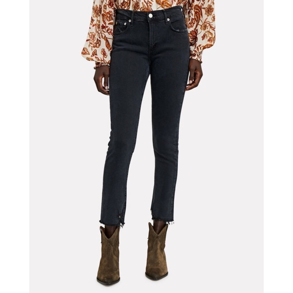 AGOLDE Toni Mid Rise Straight Leg Raw Hem Jeans in Feral